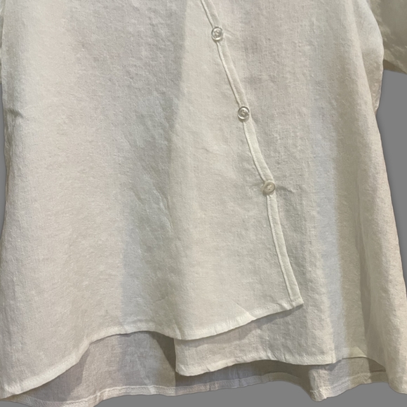 Cotton Linen Diagonal Button Down Formal Shirt - Picture 4 of 6